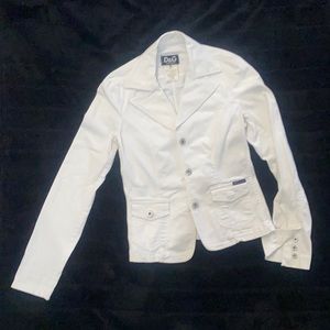 White denim Dolce and Gabbana fitted blazer.